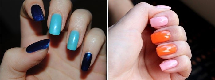 Дизайн ногтей из двух цветов