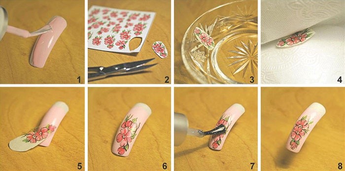 Как приклеивать наклейки на ногти