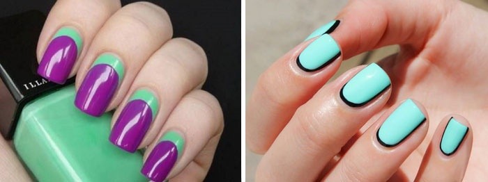 Дизайн ногтей из двух цветов