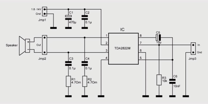 усилитель на 2822 схема