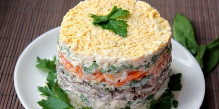 Салат слоеный из куриной печени рецепт с очень вкусный