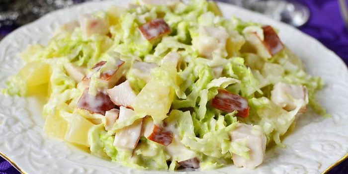 Салат с ананасом куриной грудкой и пекинской капустой рецепт с Салат с ананасом куриной грудкой и пекинской капустой рецепт с
