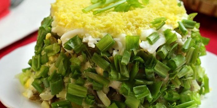Салат с жареными грибами и курицей слоеный рецепт с Салат с жареными грибами и курицей слоеный рецепт с