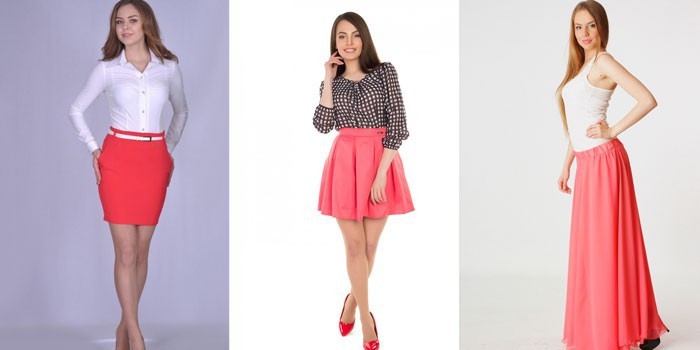 Удачные образы девушек в коралловых юбках