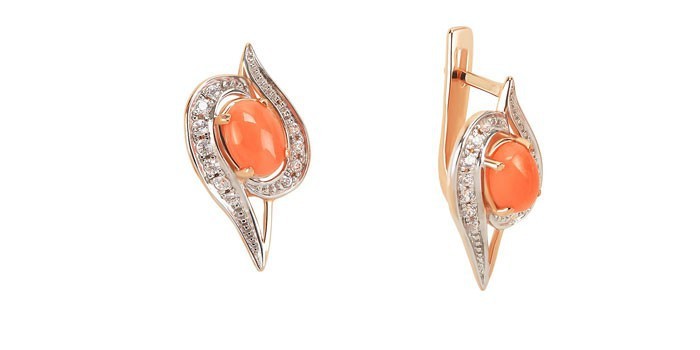 Золотые серьги с кораллами