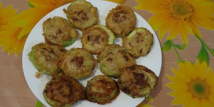 рецепт кабачки с фаршем в кляре на сковороде