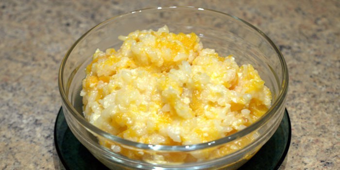 Тыквенная каша с рисом на молоке с яблоками рецепт
