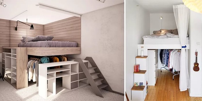 Loft seng for voksne Rullebord med skuffer