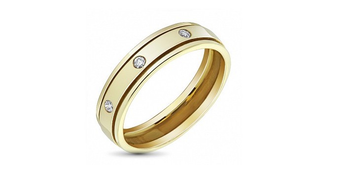 Мужское кольцо из желтоватого серебра с алмазами от ЭПЛ Якутские алмазы