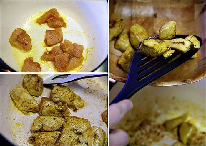 Обжариваем куриное филе