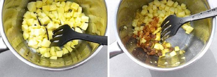 Смешиваем нарезанные яблоки с корицей