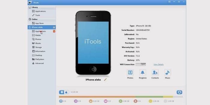 Окно программы iTools