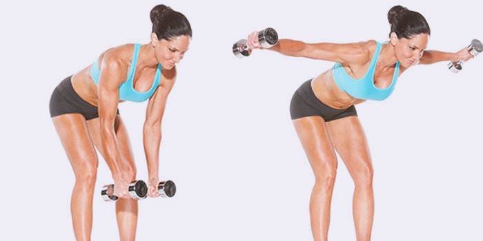 Разведение гантелей в стороны