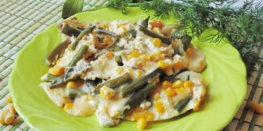 Со стручковой фасолью и сладкой кукурузой
