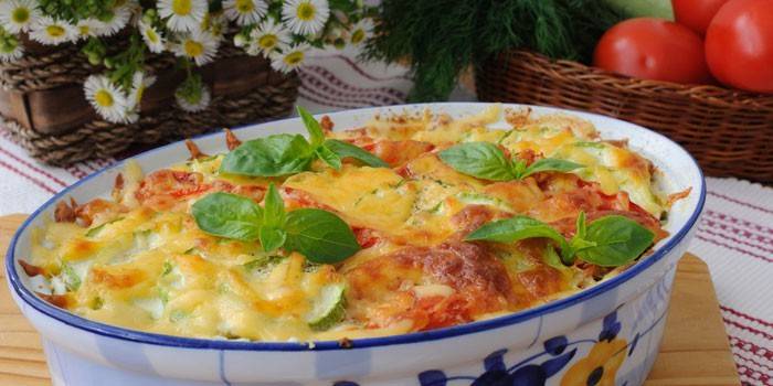 Овощная запеканка с макаронами