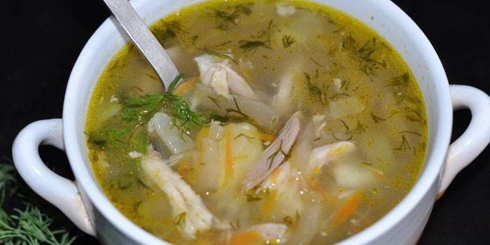 Рассольник с куриным мясом