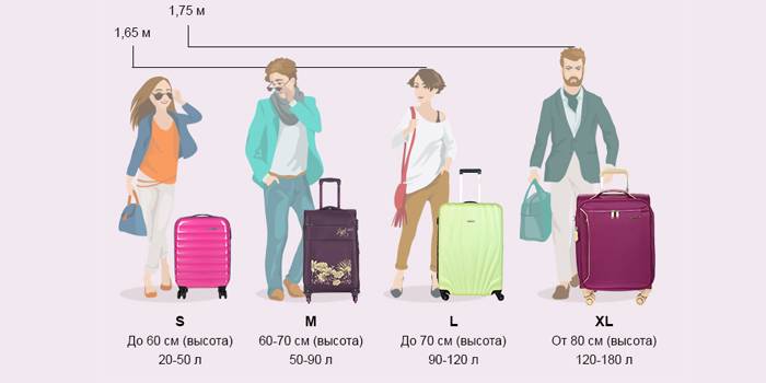Рост человека и размер чемодана