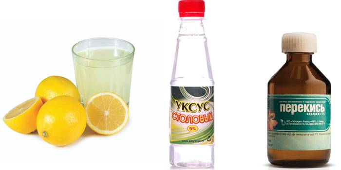 Лимонный сок, уксус и перекись водорода
