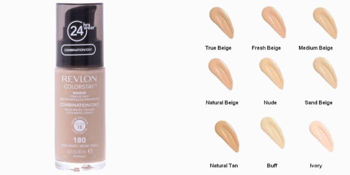 REVLON Colorstay Makeup For Combination-Oily Skin Sand beige и палитра оттенков