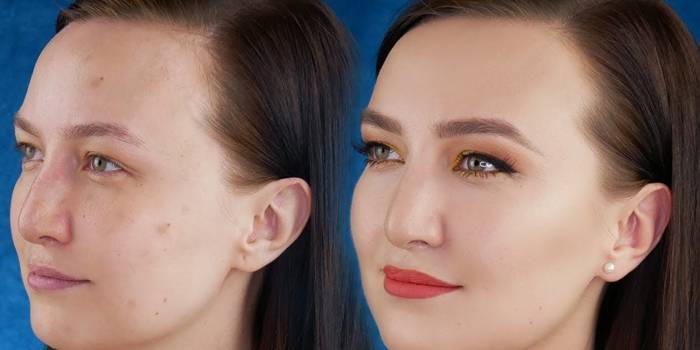 Лицо до и после макияжа