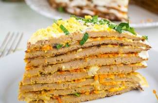 Печеночный торт из говяжьей печени