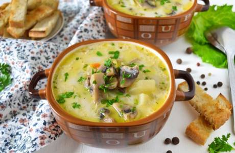 Сырный суп с грибами