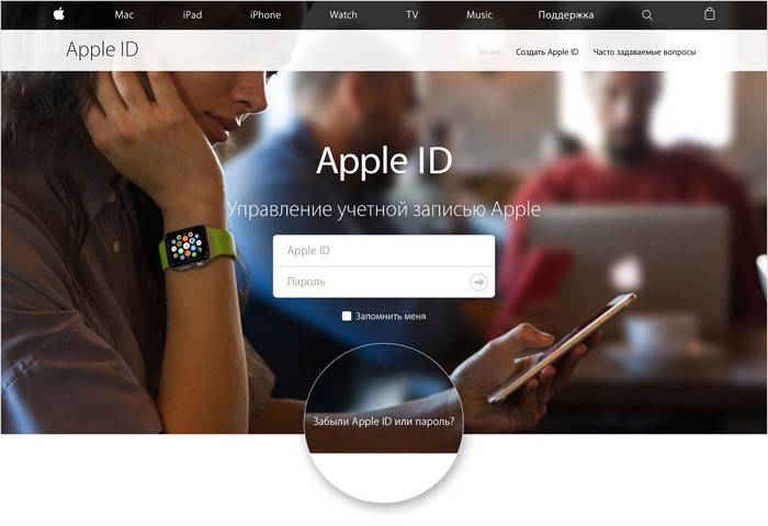 Окно для входа в учетную запись Apple ID