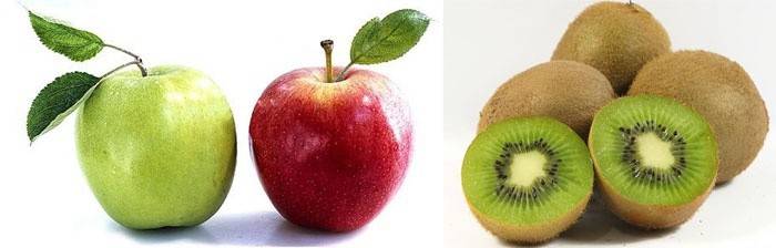 Яблоко и киви активно помогают терять килограммы