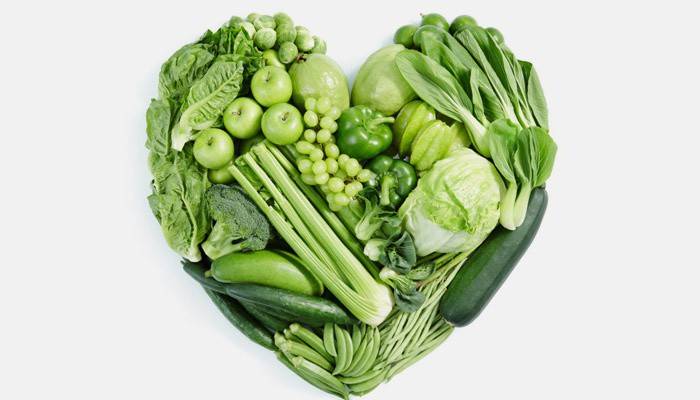 Зеленые овощи и фрукты