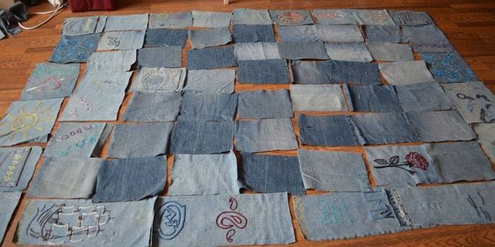 Схема одеяла из джинсовой ткани