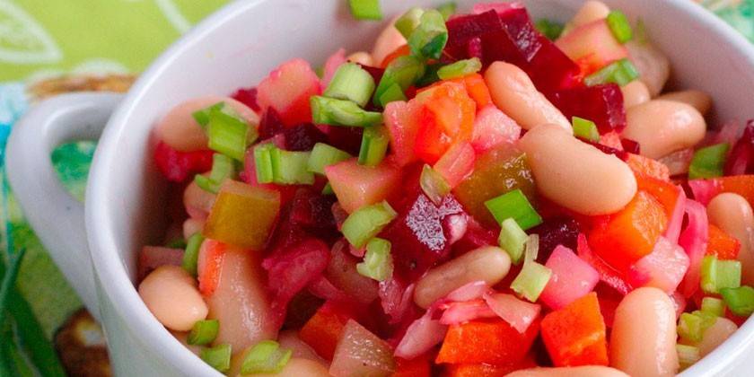 Винегрет с фасолью и грибами