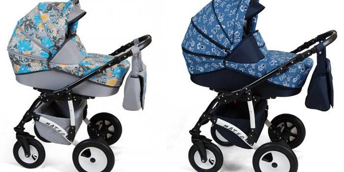 Модель синего и серого цвета коляски для детей Alis Mateo