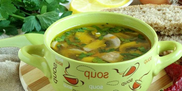 Постный суп с шампиньонами и овощами