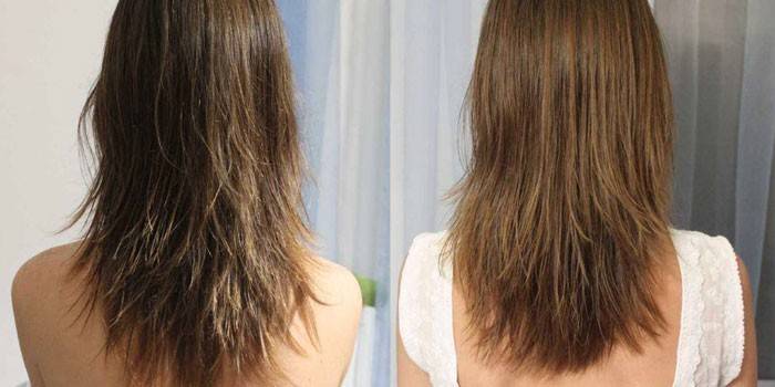 Волосы до и после стрижки горячими ножницами