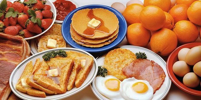 Продукты питания и блюда для завтрака