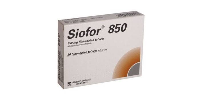 Таблетки Сиофор 850 в упаковке