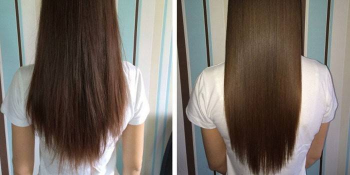 Волосы до и после полировки