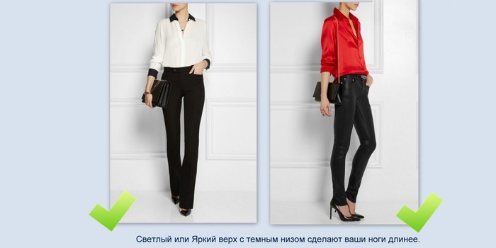 Одежда визуально удлиняющая ноги