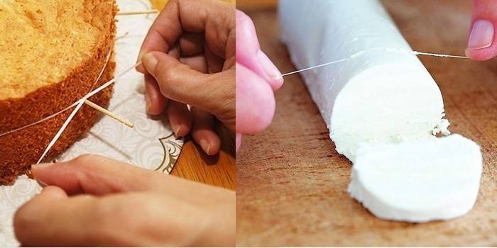 Как разрезать пирог и масло нитью