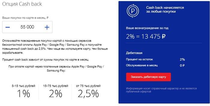 Опция Cash Back