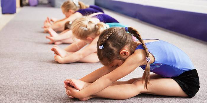 Маленькие девочки занимаются гимнастикой