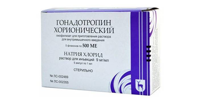 Раствор препарата Гонадотропин Хорионический в упаковке