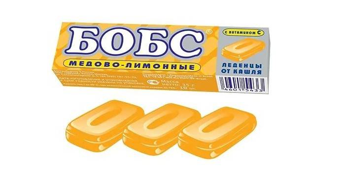 Упаковка леденцов медово-лимонных от кашля Бобс