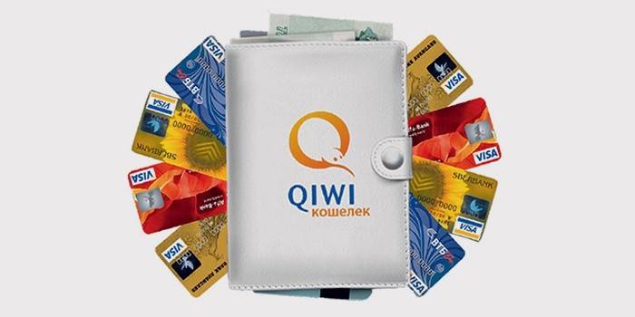 Кошелек с логотипом Qiwi и пластиковые карты