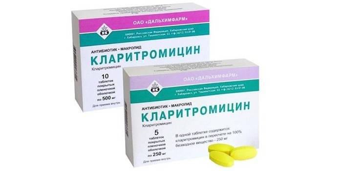Таблетки Кларитромицин в упаковке