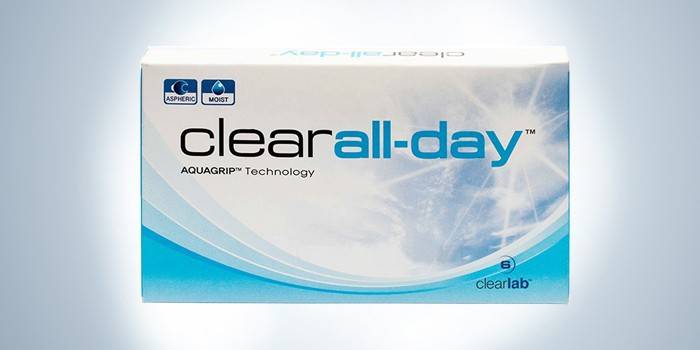 6 биосовместимых линз Clear All Day в упаковке