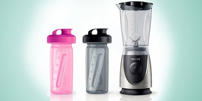 Philips HR2875/00 с мерными бутылочками для спортивных коктейлей