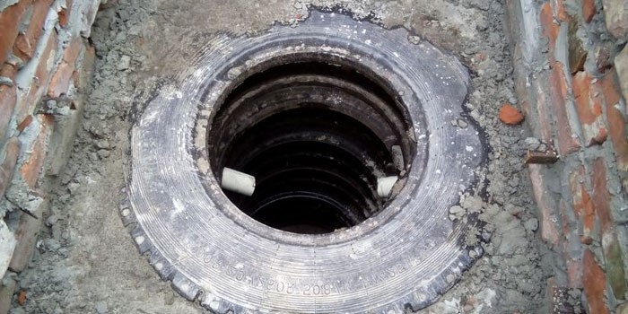 Сливная яма из покрышек