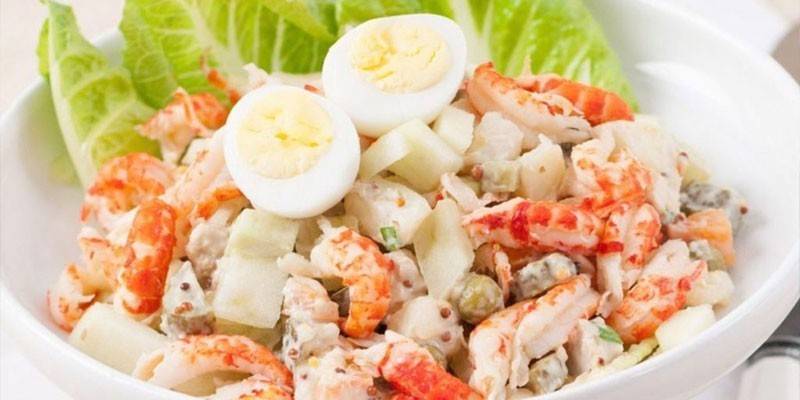 Оливье с морепродуктами