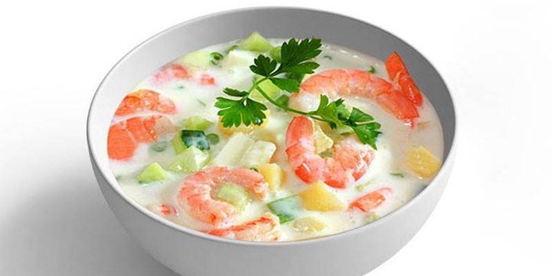 Холодный суп с креветками